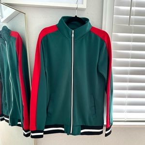 Bordo Cromato Men’s Zip Up Varsity Jacket- Red, Green, Black